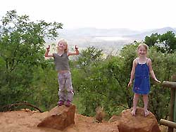 Jade and Millie on top of the world - Pilanesberg